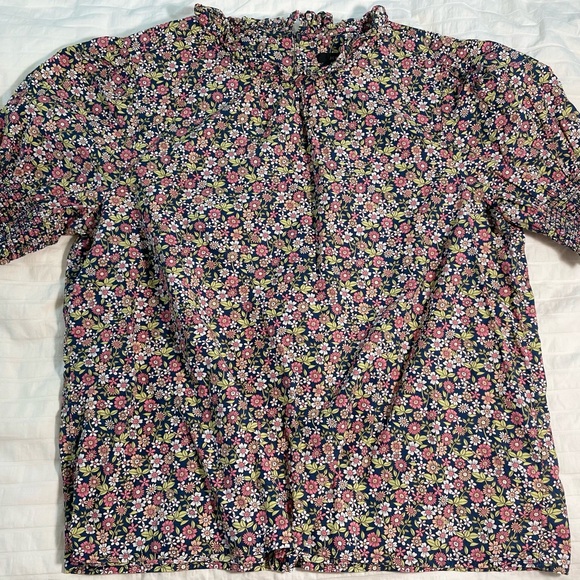 J. Crew Tops - J. Crew Multicolor Floral Ruffle Neck Top